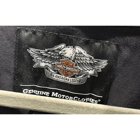 Men’s HARLEY DAVIDSON Black Short Sleeve Button Up Shirt Flames/Skull XL *B6 - Picture 4 of 5